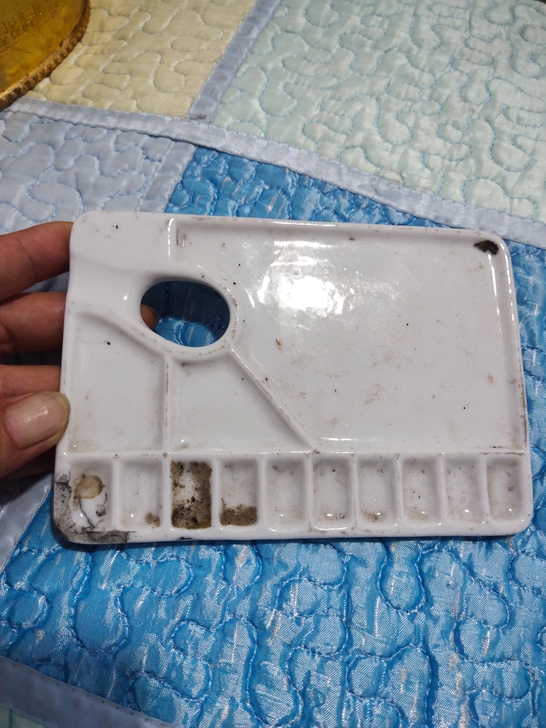 古玩收藏 老瓷调色板  品相如图看好下单实...