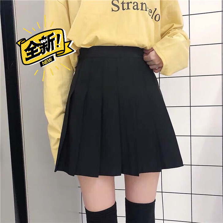 百褶裙女短裙高腰A字半身裙学院风百褶裙女夏...