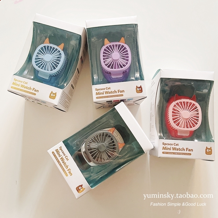 电风扇夏天手腕带恶魔小风扇静音办公室小电风...