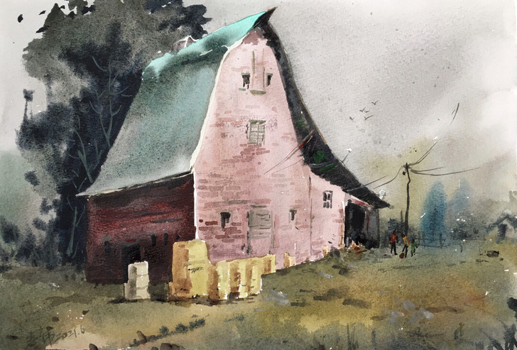 水彩画手绘装饰画八开作品