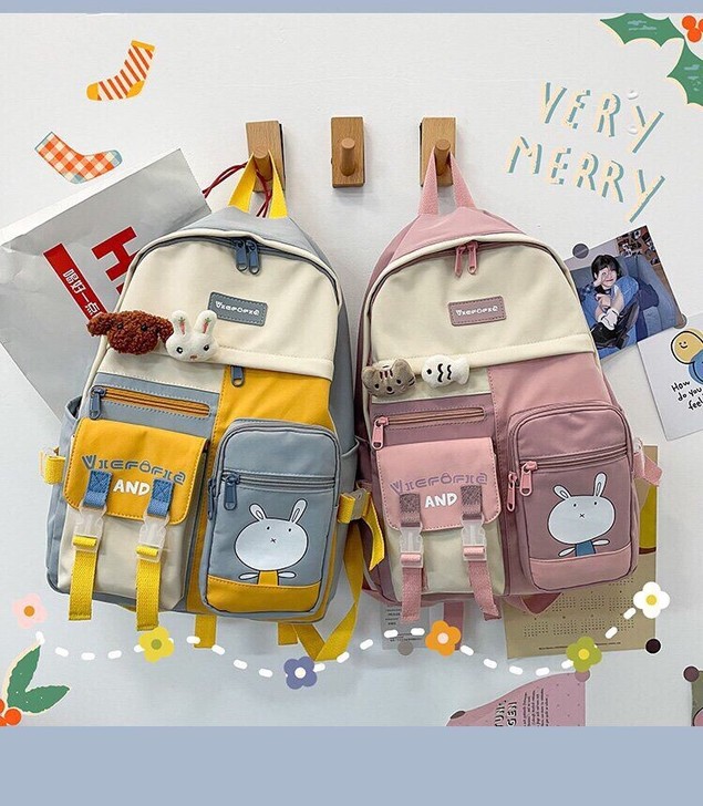 米菲双肩包，女2021新款潮小学生书包，大...