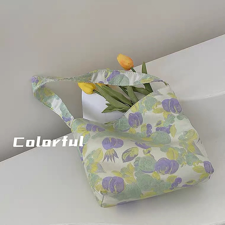 小众少女复古印花手拎包2021新款清新百搭...