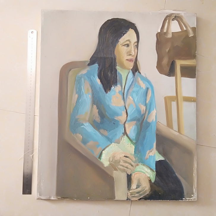 油画。纯手绘名家作品。大小见图片50厘米直尺