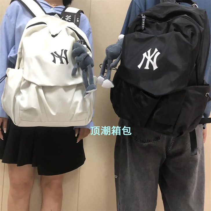 潮牌字母双肩包百搭情侣学生书包校园男女电脑...