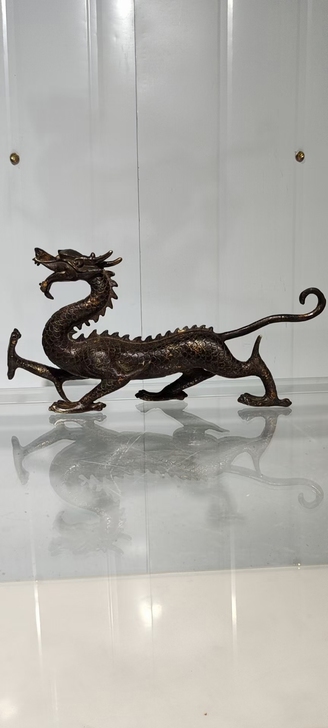 青龙铜摆件，龙纹威武，厚重好品，长30.5...