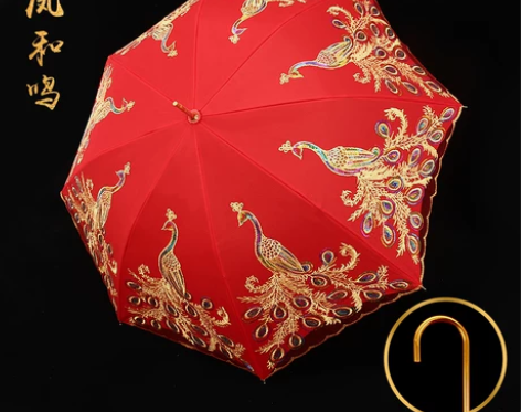 【天猫双12】红伞结婚新娘伞女婚庆出嫁蕾丝...