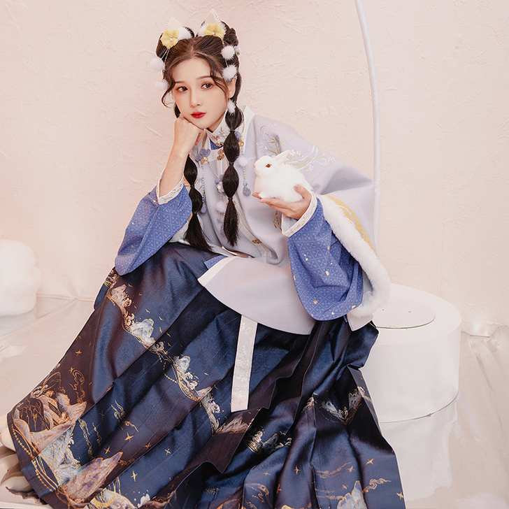 池夏 山海:蓬莱绮梦 明制方领半袖短袄妆花...