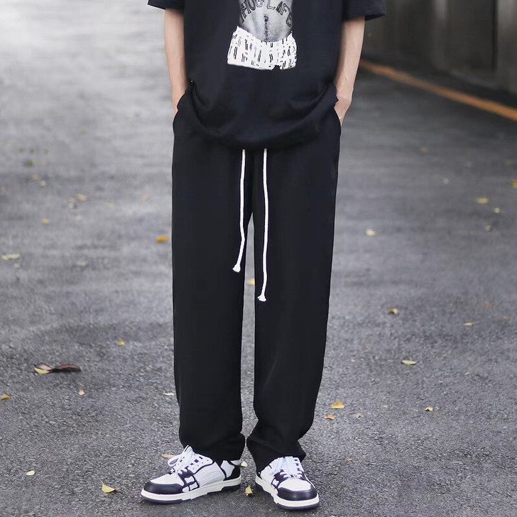 高街裤子男美式街头hiphop抽绳宽松直筒...