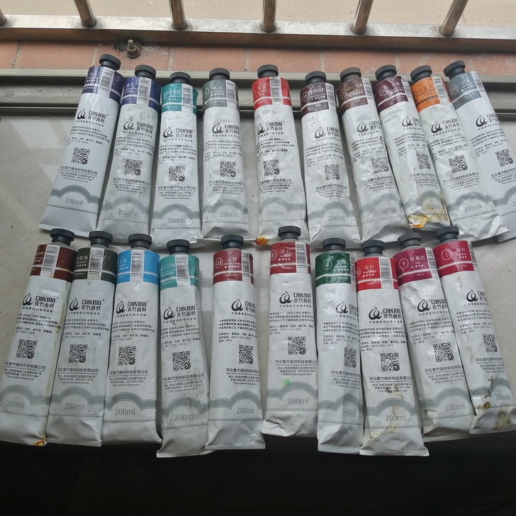 青竹油画颜料200mL，共20支，200元...
