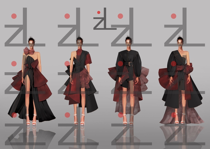 代画服装效果图，款式图