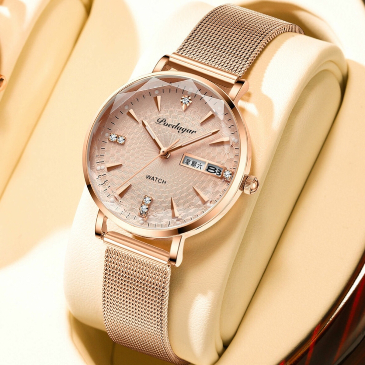 新款瑞士认证全自动机械手表夜光手表韩版女学...