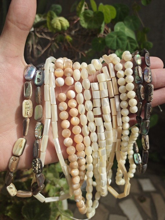 深海鱼骨螺钿珍珠母贝圆珠，马蹄螺圆珠，鲍贝...