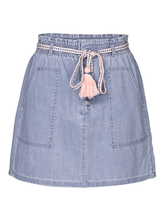 cachecache浅蓝色牛仔系绳短裙~~