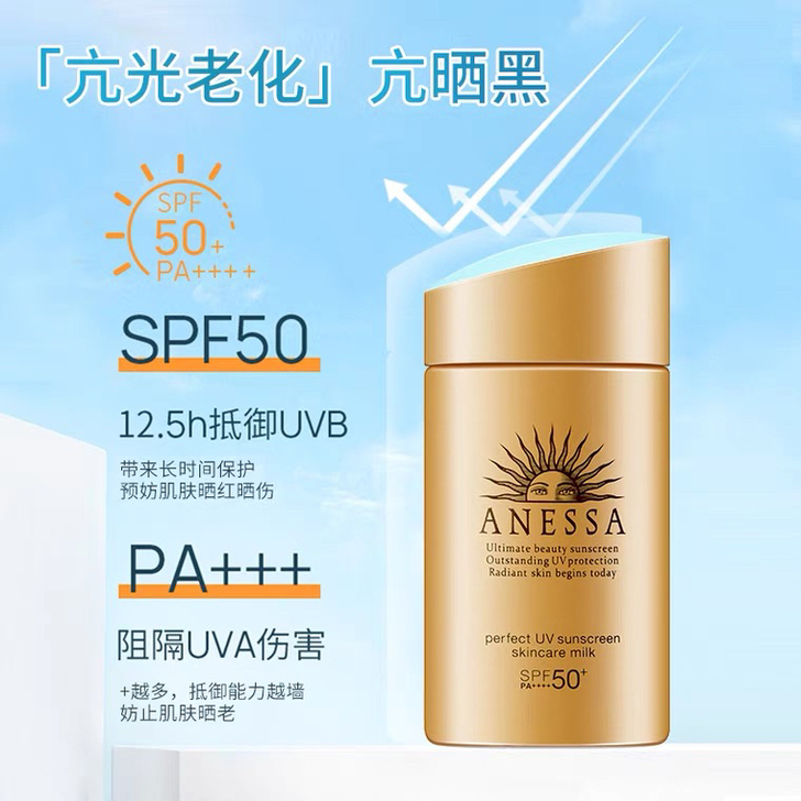 日本资生堂安耐晒安热沙防晒霜防水防汗小金瓶...