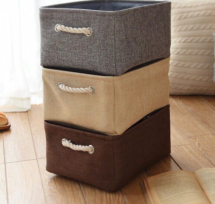 〔收纳筐〕收纳箱大小号整理储物亚麻布艺衣服...