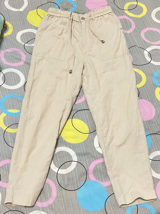 以纯亚麻宽松裤子