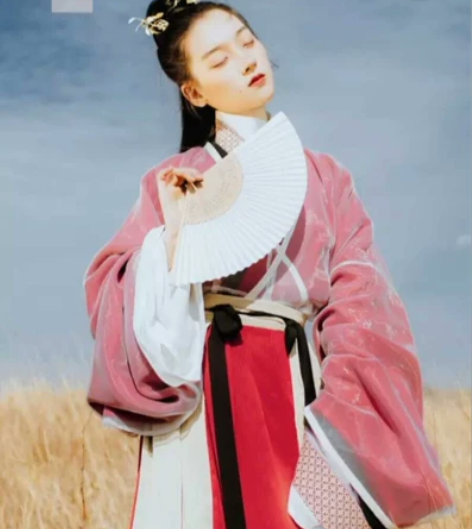 上遥居 晋制汉服 绯句 破裙L 有瑕疵 为...