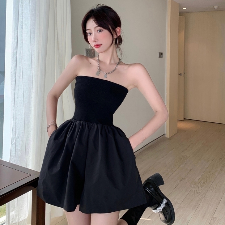 抹胸连体裤女夏季黑色裹胸高腰2021新款小...