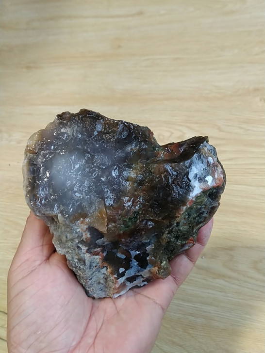 玛瑙化木化石原石标本。重量840克。
