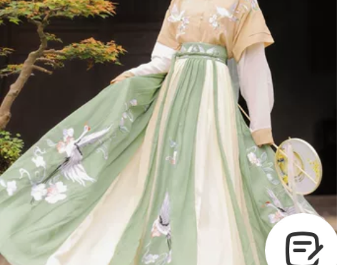 玉术汉服女幽风原创正品坦领齐腰儒裙春夏仙鹤...