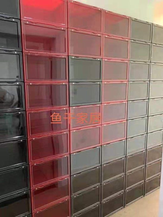 六面全硬亚克力磁吸鞋盒收纳盒透明鞋盒手办收...