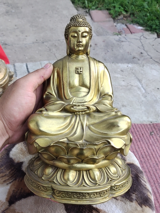 精铸工艺铜佛像，高25厘米，重4.6斤，开...