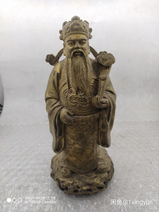 回流铜财神 铜佛 老铜器 台湾回流铜鎏金财...