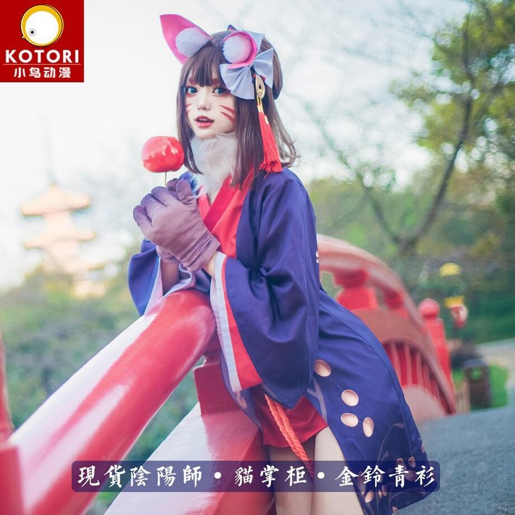 阴阳师猫掌柜金铃青衫大全套衣服+手套+腰封...