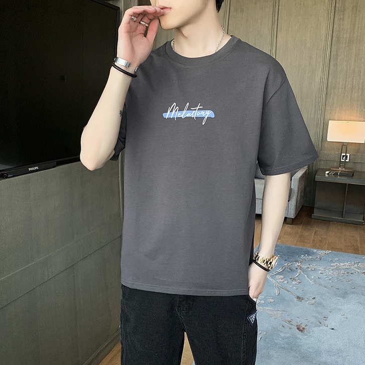 2021夏季纯棉t恤男宽松男士短袖圆领全棉...