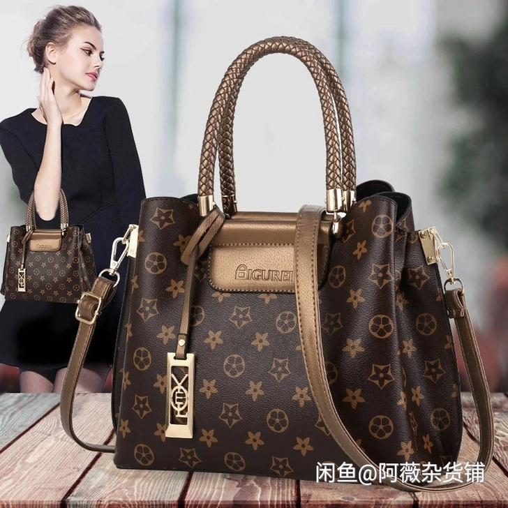 真软皮高级女士包包2021新款女士手提包简...