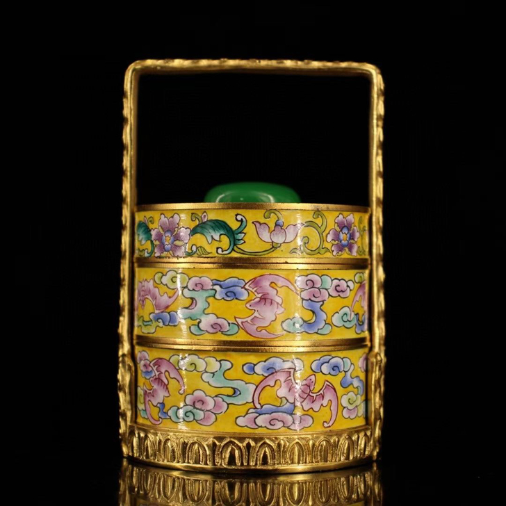 珍藏清代宫廷雅玩纯铜纯手工打造鎏金镶嵌宝石...