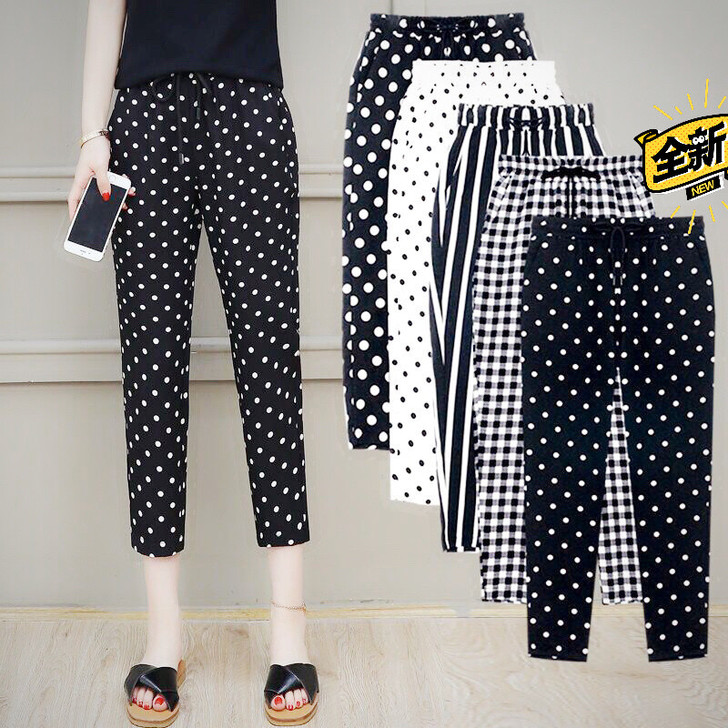 2021夏季高腰显瘦哈伦裤女宽松大码百搭七...