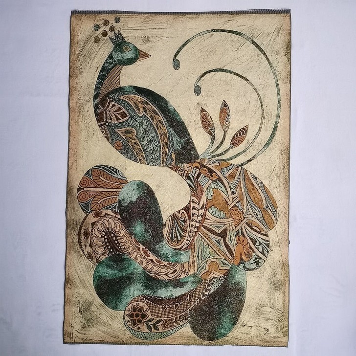 (结缘)唐卡画像孔雀织锦画精致丝绸刺绣画客...