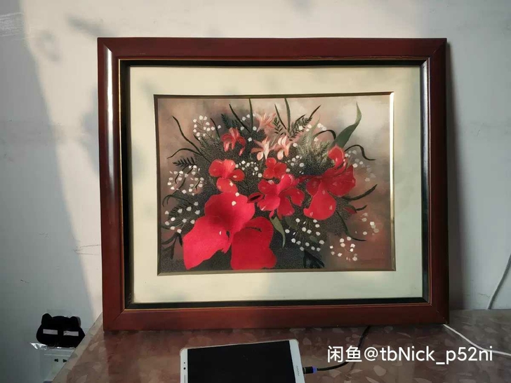 搬家出售保留30年的刺绣画二幅，仅剩一幅，...