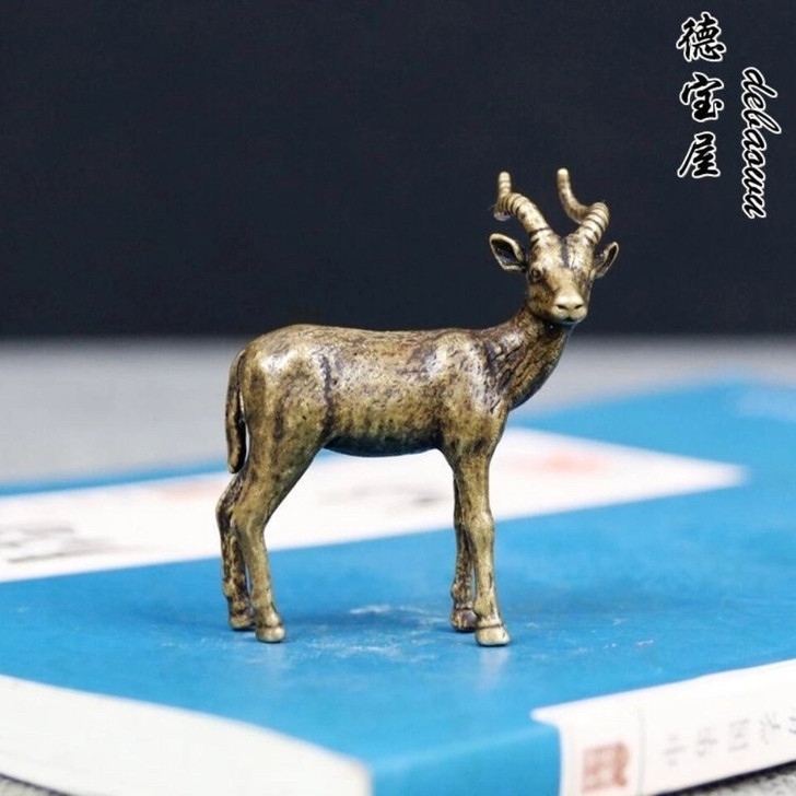 专拍海外带回 纯黄铜实心十二生肖羊山羊迷你...