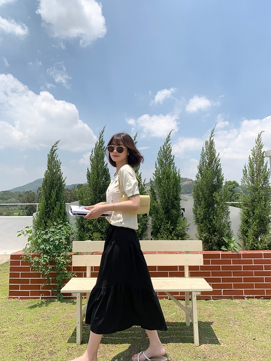 李大米 芍药裙 法式复古赫本风伞裙女夏季高...