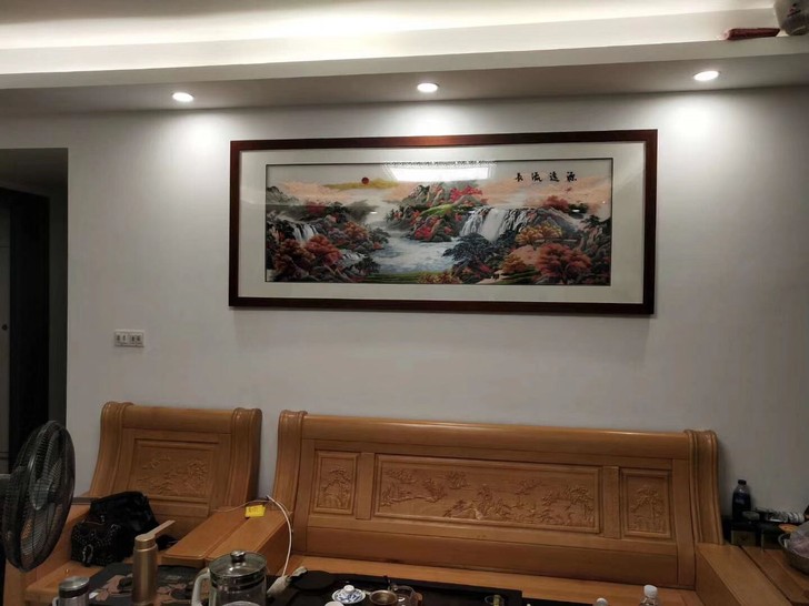 苏绣 客厅 沙发背景墙 装饰刺绣画、