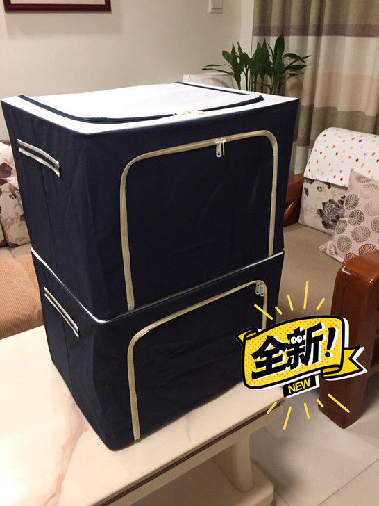 出两个大号布艺收纳箱收纳袋，结实能装