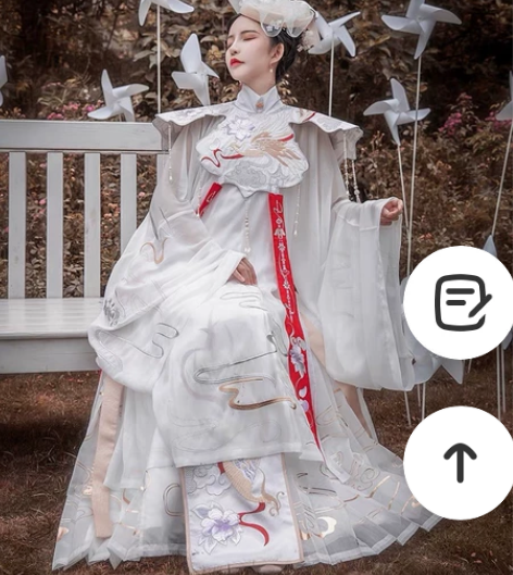 都城南庄汉服白月光云肩传统汉服百迭裙白菜明...