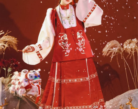 【如意】茗月萱原创汉服明制比甲立领马面裙拜...