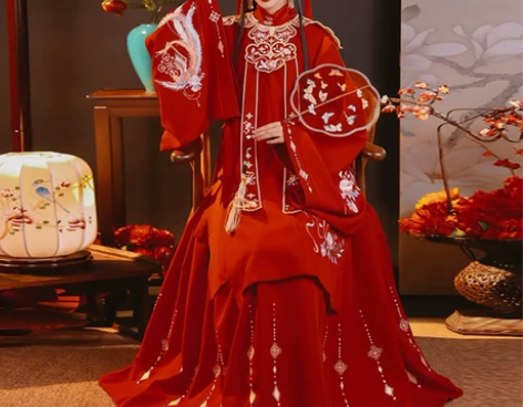 古风汉服婚服三件套含云肩的s码到xl码都有...