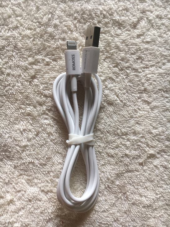 苹果充电线（罗马仕品牌）。