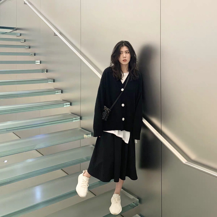 BLAKCY 2019年秋新款高腰松紧腰黑...