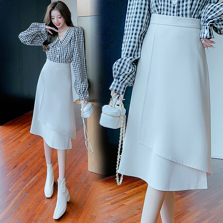 [1300] 半身裙女2021秋冬新款中长...