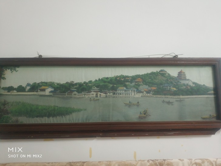 刺绣画，几十年的老手工刺绣画，非常漂亮，带...