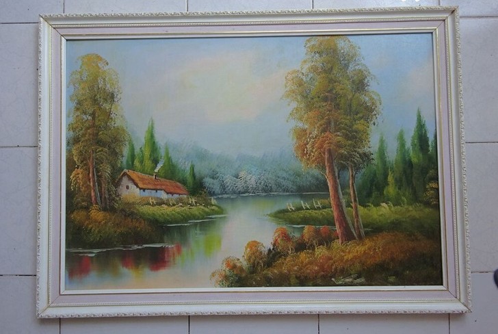 手绘油画作品（水塘美景）