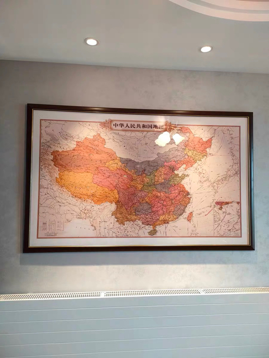 世界中国地图挂画2021新版办公室背景墙装...