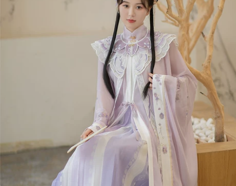 原创池夏 宋词:花簟春晓 明制大袖长衫压褶...