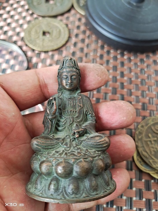 铜佛像 观音菩萨 佛教用品 铜杂件 面容精...