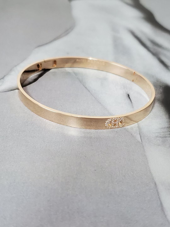 爱马仕,CDC女士手镯,18K玫瑰金,镶嵌...